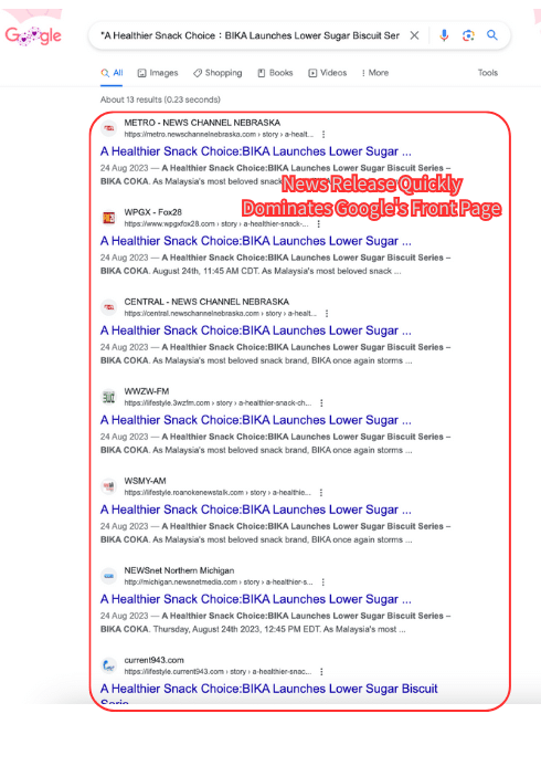 Bika Coka achieves Google front page ranking thanks to Soarits PR's expertise